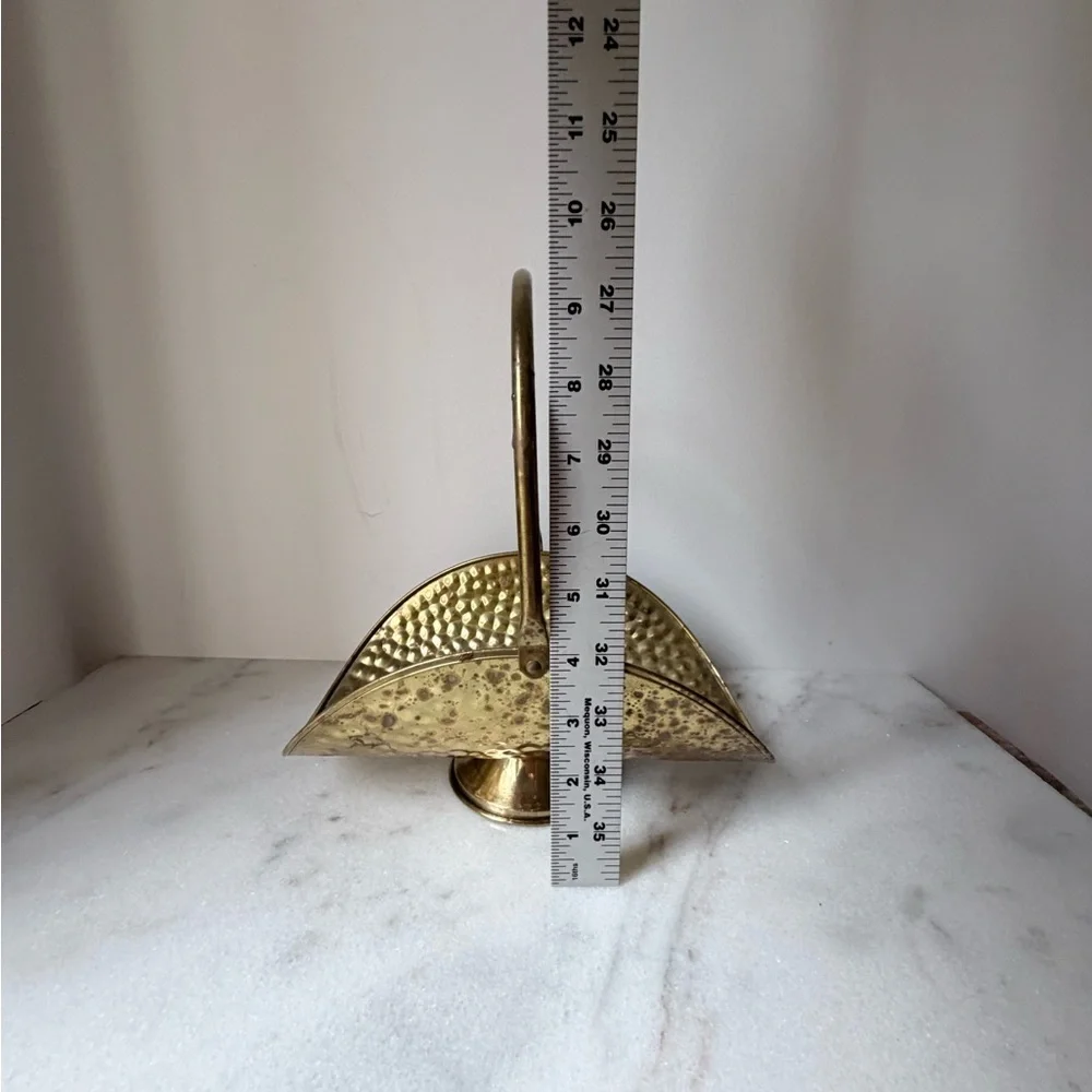 intage hammered brass basket, potentially made in Holland by Nijhof Zevenaar